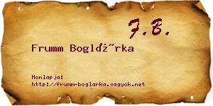 Frumm Boglárka névjegykártya